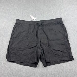 James Perse Mens Shorts Sz 5 2XL Black 100% Linen Lightweight MKO4249 NWT